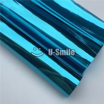 VLT 15% Blue-Silver Mirror Window Vinyl Film For Glass Tint Buliding Home Office Size:1.52*30m/Roll