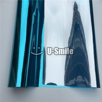 VLT 15% Blue-Silver Mirror Window Vinyl Film For Glass Tint Buliding Home Office Size:1.52*30m/Roll