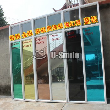 VLT 15% Blue-Silver Mirror Window Vinyl Film For Glass Tint Buliding Home Office Size:1.52*30m/Roll