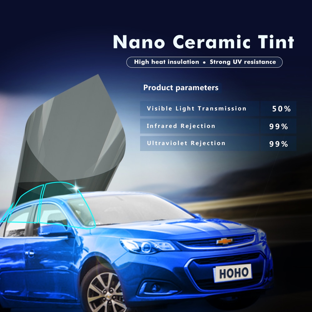 1.52x1m 50%VLT Black Solar Tint Car Sun Shade for Car Side Window Nano Ceramic Window Tint Car Home Window Vinyl