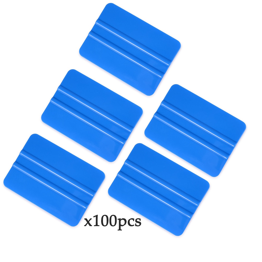 EHDIS 100pcs Carbon Fiber Blue Card Squeegee Ice Scraper Car Wrap Vinyl Film Install Tools Window Cleaning Car Accesorios Tool