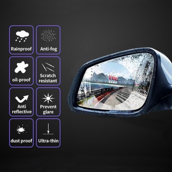 2PCS Car Rearview Mirror Protective Film Anti Fog Window Clear Rainproof Rear View Mirror Protective Soft Film Auto Accessories