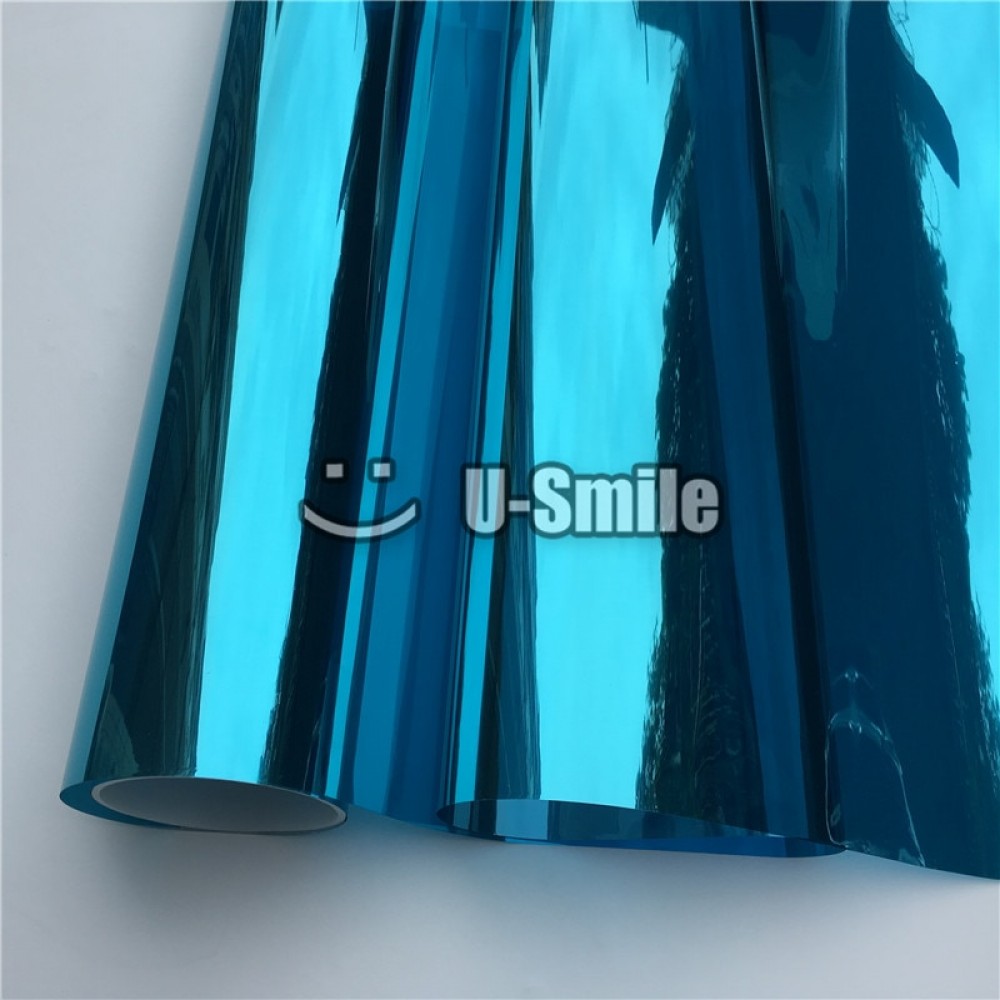 VLT 15% Blue-Silver Mirror Window Foil Tinting Film For Buliding Home Office Size:1.52*30m/Roll