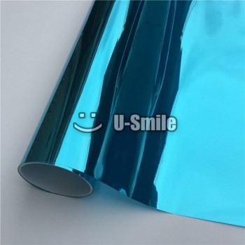 VLT 15% Blue-Silver Mirror Window Foil Tinting Film For Buliding Home Office Size:1.52*30m/Roll