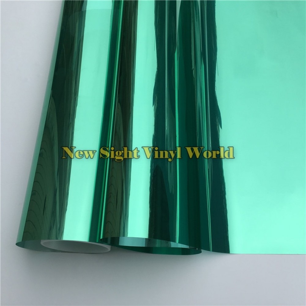 VLT 15% Green-Silver Mirror Window Vinyl Film For Glass Tint Buliding Home Office Size:1.52*30m/Roll