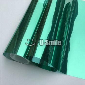 VLT 15% Green-Silver Mirror Window Film Foil For Glass Tint Buliding Home Office Size:1.52*30m/Roll
