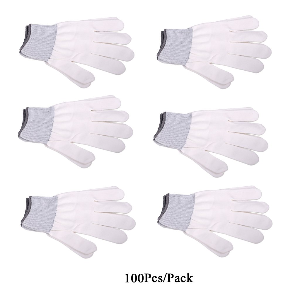 EHDIS 100 Pair Nylon Vinyl Film Car Wrap Gloves White Anti-slip Safety Protective Working Gloves Window Tint Car Wrap Work Tools