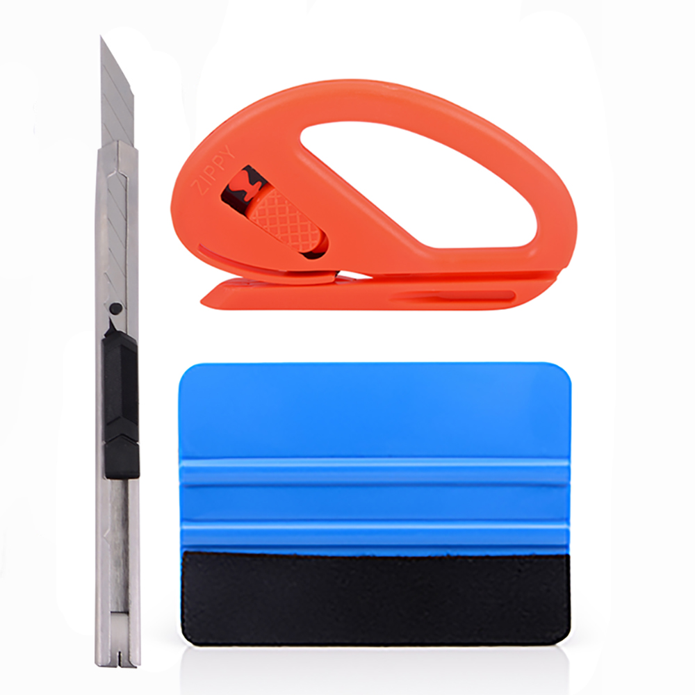 EHDIS 3pcs Car Sticker Glue Remover Tools Kit Vinyl Film Car Wrap Felt Squeegee Scraper Paper Cutter Knife Window Tints Tools