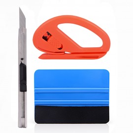 EHDIS 3pcs Car Sticker Glue Remover Tools Kit Vinyl Film Car Wrap Felt Squeegee Scraper Paper Cutter Knife Window Tints Tools