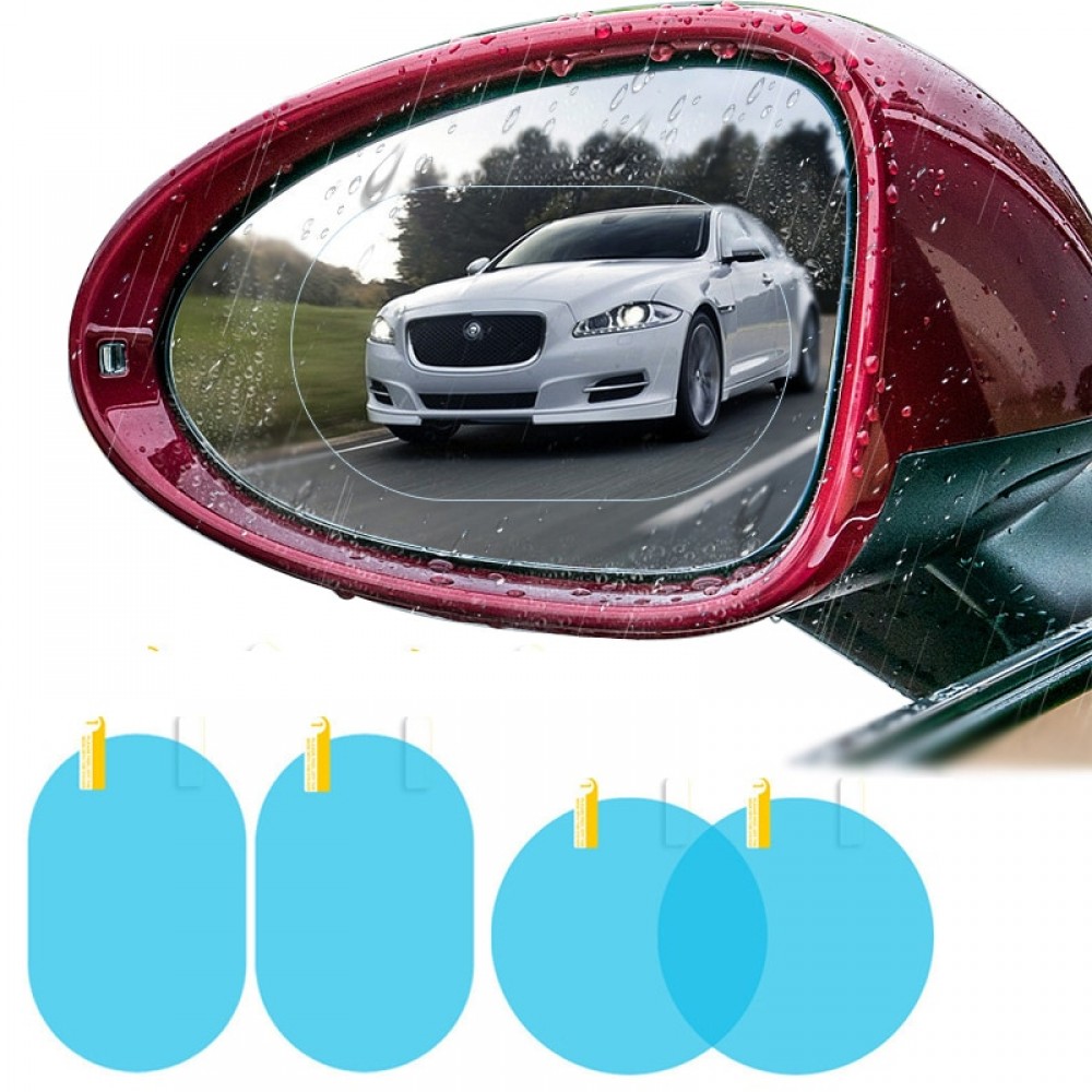 2Pcs Car Rain Film Rearview Mirror Protective Film Anti Fog Membrane Anti-glare Waterproof Rainproof Car Mirror Window Clear