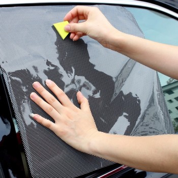 AutoCare 2pcs Black Side Car Sun Shades Rear Window Sunshades Cover Block Static Cling Visor Shield Screen Interior Accessories