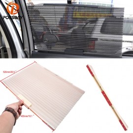 POSSBAY Beige Universal Car Window Curtain Side Window Sun Shade Cover Mesh Visor Shield Screen Retractable Windshield Sunshade