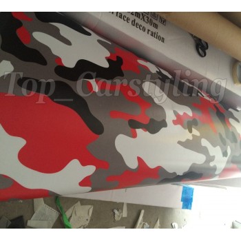 Red White Ubran Camo Vinyl Car Wrap Air Bubble Free snow arctic Camouflage Film Vehicle Stickers covering foil 1.52x30m/Roll