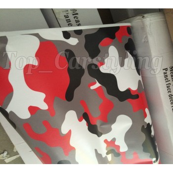 Red White Ubran Camo Vinyl Car Wrap Air Bubble Free snow arctic Camouflage Film Vehicle Stickers covering foil 1.52x30m/Roll