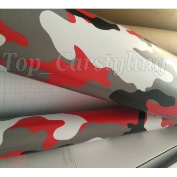 Red White Ubran Camo Vinyl Car Wrap Air Bubble Free snow arctic Camouflage Film Vehicle Stickers covering foil 1.52x30m/Roll