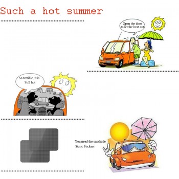 38*42cm 2 Tablets Air Black Grid Car Sun Shade Static Stickers Ultraviolet-Proof Sunscreen Insulation Summer light Transmission