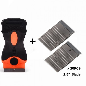 FOSHIO Car Wrap Window Tint Tool Glass Oven Paint Clean Razor Scraper Tape Glue Car Sticker Removing Squeegee+20pcs 1.5 Blade