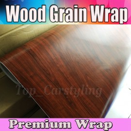 Dark Teak Wood Grain Textured Vinyl Wrap Sticker Decal Sheet Film Car  Woodgrain With Air bubble Free  1.52x20m/Roll