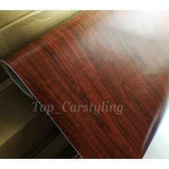 Dark Teak Wood Grain Textured Vinyl Wrap Sticker Decal Sheet Film Car  Woodgrain With Air bubble Free  1.52x20m/Roll