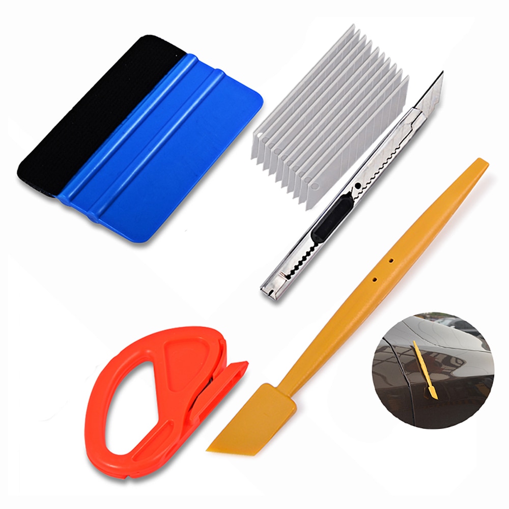 FOSHIO Car Window Film Magnet Squeegee with Knife Cutter Carbon Fiber Vinyl Wrapping Tool Car Tinting Tools Auto Stickers Set