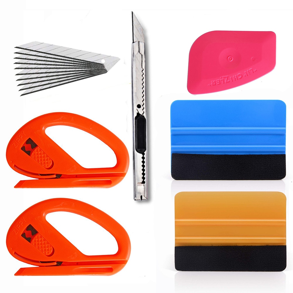 EHDIS Vinyl Wrap Car Tool Kit 3d Carbon Fiber Foil Squeegee Window Tint Vehicle Stickers Cutter Knife Car Wrapping Accessories