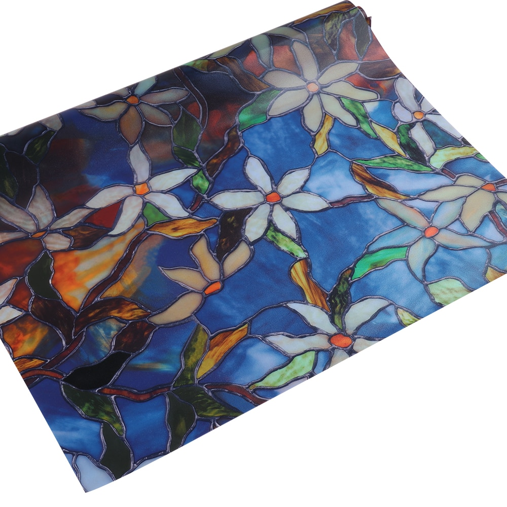 36x20(92x50cm) Non-Adhesive Window Film Stained Glass Window Film Static Frosted Privacy Film for Home Bathroom Living Room