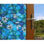 50x92cm lily Privacy Window Film Decorative Stained Glass Window Film Stained Glass Film Sticker Home
