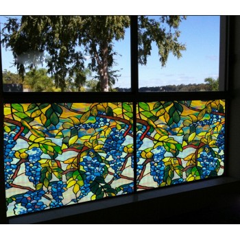 Glass Window Privacy Film Textured/Stained Effect Grape Security Static Clings 36 x 20(92cm x 50cm)