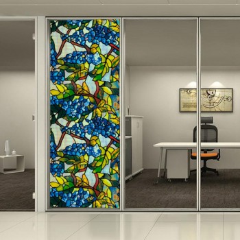 Glass Window Privacy Film Textured/Stained Effect Grape Security Static Clings 36 x 20(92cm x 50cm)