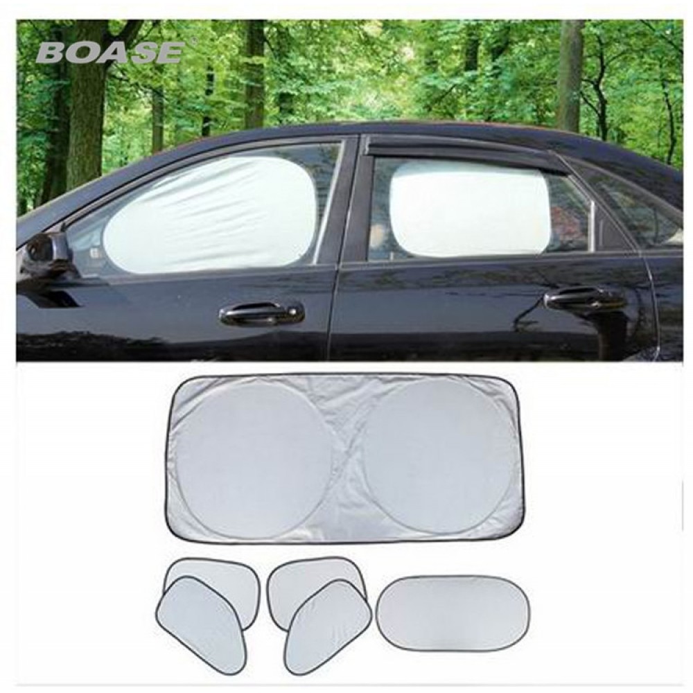 6 Pcs/Set Silver Aluminium Foil Flap Car Sun Shade Window Car Curtain Auto Sun Shade Styling Covers Rear Head Back Side Window