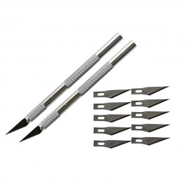 EHDIS 2pcs Metal Steel Handle Scalpel Knife With 10pcs Spare Razor Blades DIY Art Knife Vinyl Film Car Wrap Paper Cutting Tool
