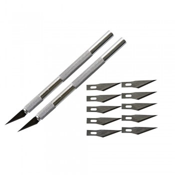 EHDIS 2pcs Metal Steel Handle Scalpel Knife With 10pcs Spare Razor Blades DIY Art Knife Vinyl Film Car Wrap Paper Cutting Tool