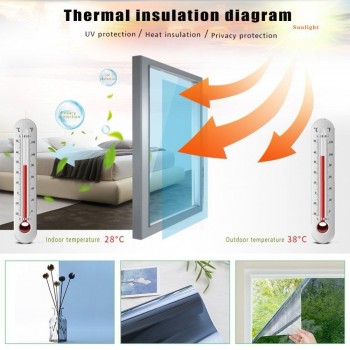 16x70cm 2mil 20%VLT 90%UV One Way Silver Reflective Home Building Commercial Pravicy Window Tints Films Tinting Vinyl