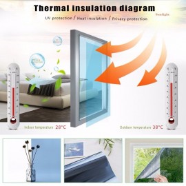 16x500cm 2mil 20%VLT 90%UV Heat Control Solar Window Films Adhesive Reflective Window Glass Tint - Silver