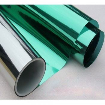 50x300cm One Way Film Window Tint Glass Privacy Screen Decorative Heat Control Residential Window Film, Green-Silver