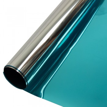 0.9x30m/3x100ft Sun Heat Control Solar Window Films Adhesive Reflective Dark Window Glass Tint - Blue Silver