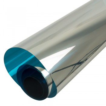 0.9x30m/3x100ft Sun Heat Control Solar Window Films Adhesive Reflective Dark Window Glass Tint - Blue Silver