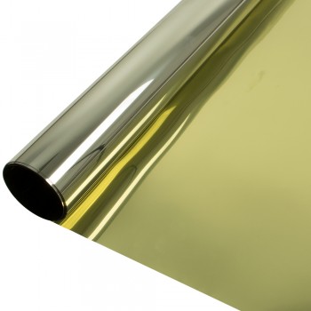 0.5x5m One Way Gold Silver Reflective Mirrored Effect Heat Rejection Window Film Privacy Glass Tint Vinyl
