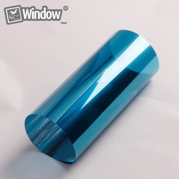 5x100feet Blue Home Window Tints Silver Building Glossy Mirror Reflective Decoration Films -2Mil