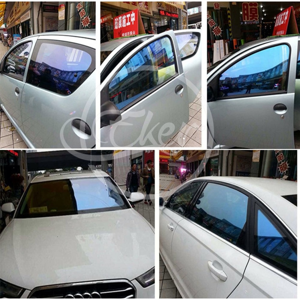 VLT75% UV Rejection 99% Chameleon Window Tint High Quality Light Purple Blue PET Chameleon Solar Car Window Tint 1.52x30M