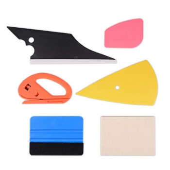 EHDIS 6pcs Carbon Fiber Scraper Wool Squeegee Vinyl Foil Film Car Wrap Tool Kit Car Accessories Window Tint Tool Wrapping Tools