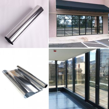 76cm x 30m One Way Window Film Anti UV Silver Effect Removable Decorative Heat Control Privacy Glass Tint Vinyl