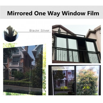 Blackamp;Siver Window Vinyl Solar Tint Film Window Glass Sticker Self-adhesive Effective Resist Sunlight Improve Privacy Protection