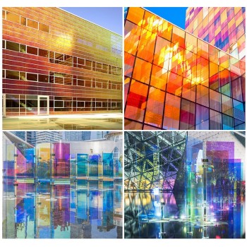 Raw Material Self adhesive iridescent dichroic film for acrylic panels rainbow film in adhesive 1.37m x 8m Hot Sale