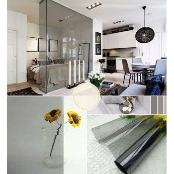 Blackamp;Grey Window Vinyl Solar Tint Film Window Glass Sticker Self-adhesive Effective Resist Sunlight Improve Privacy Protection
