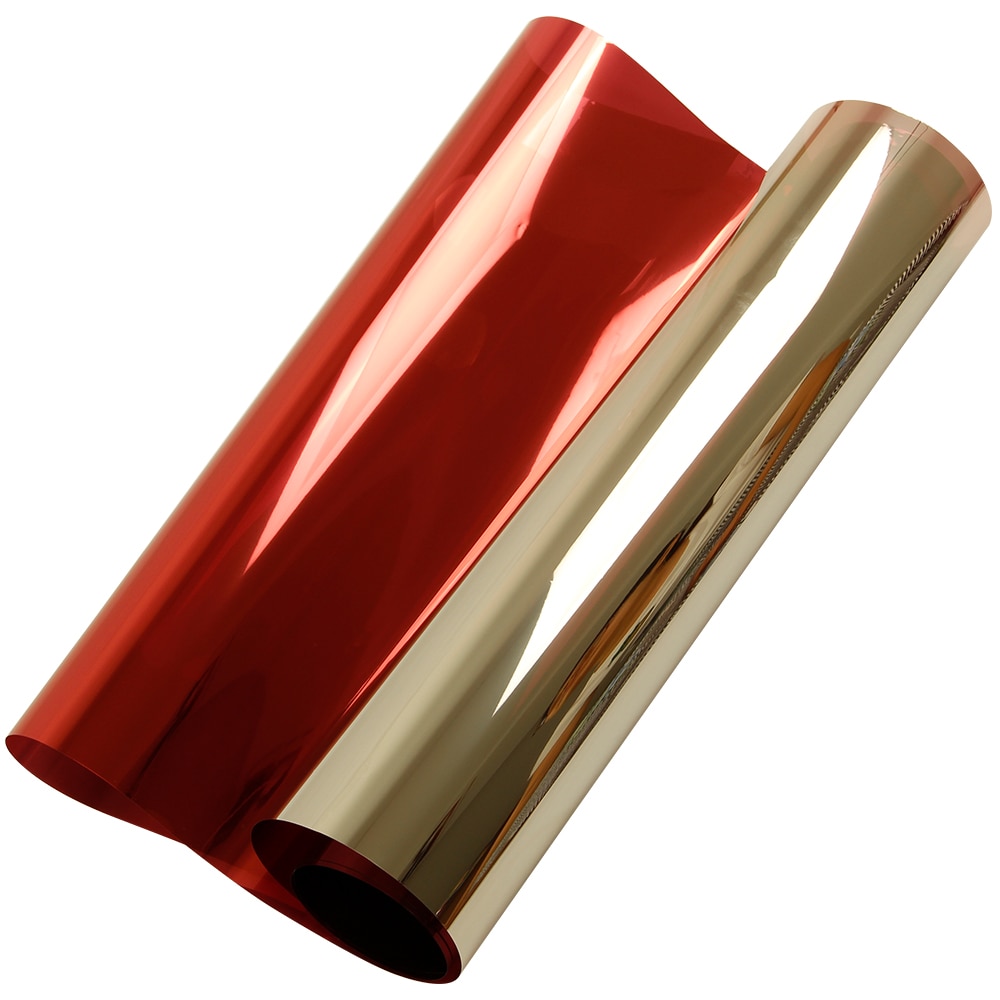 0.5x5m(20x16ft)Silver Red Mirrored Reflective One Way Privacy Window Film Sticky Back Glass Tint Vinyl