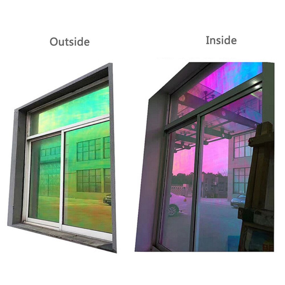 54x78.7/137x200cm Self-adhesive Chameleon Window Film Colorful Stained Glass Window Stickers Privacy Glass Decor Vinyl