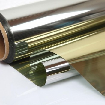 60X20(1.52X0.5M) VLT15% Silver Gold Reflective One Way Mirrored Effect Window Film Privacy Sticky Vinyl