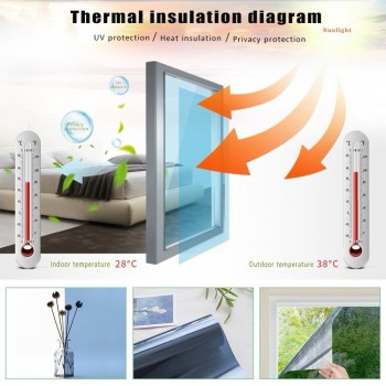 0.9x60m Window Film One Way Privacy Window Film Sun Blocking Heat Control Home Glass Tint House Screen Stickers Mirrored Vinyl