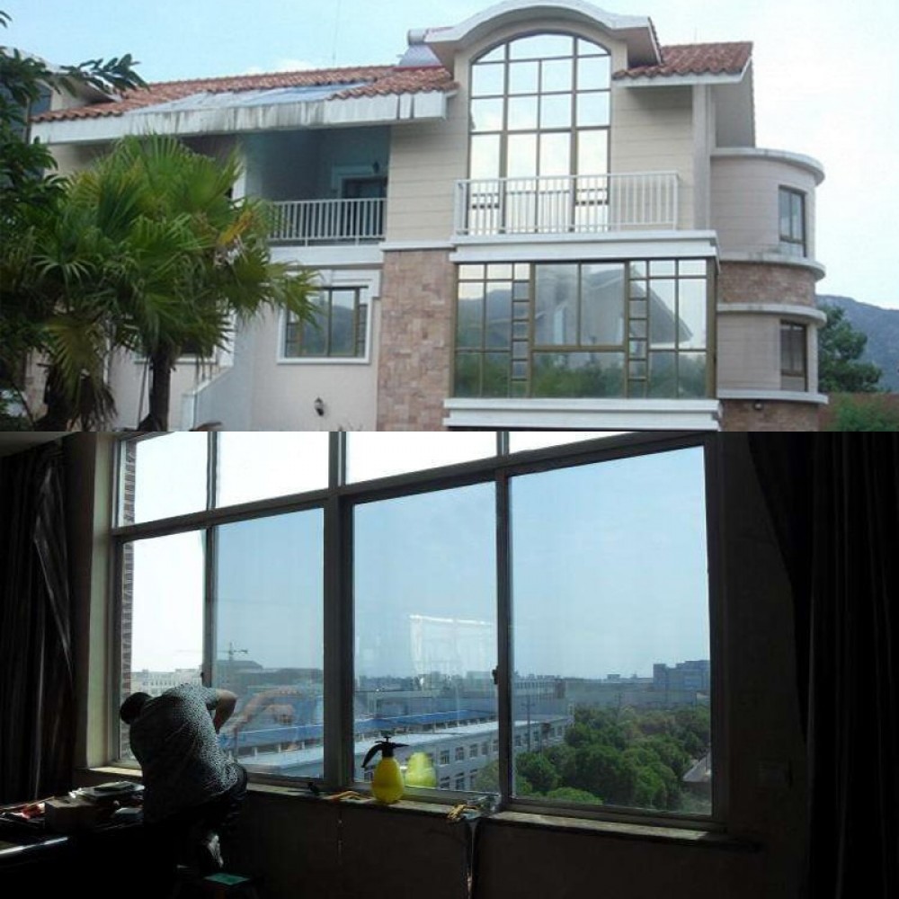 20x16ft(50x500cm) Silver Mirrord Effect Reflective One Way Privacy Window Film Sticky Back Tint Vinyl